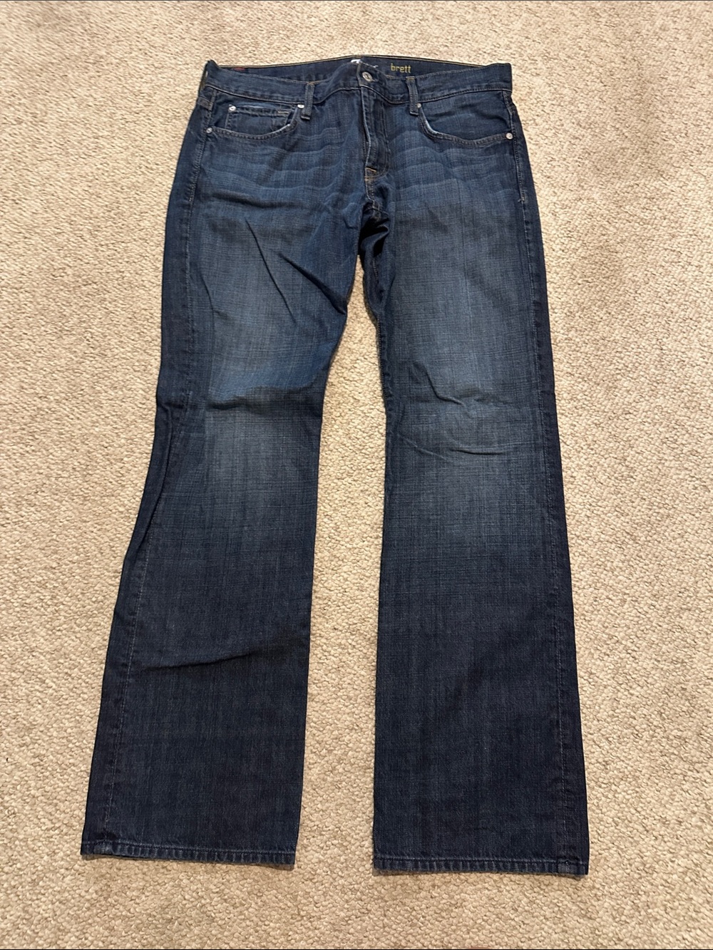 7 For All Mankind Men’s Dark Blue Relaxed Jeans style Brett